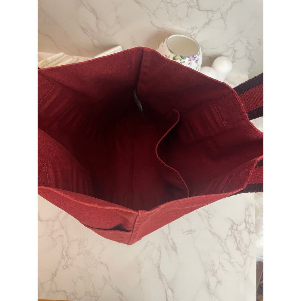 Hermes Vintage Fourre-Tout Cabas Tote in Bordeaux / Burgundy Canvas GUC with COA - Picture 6 of 8